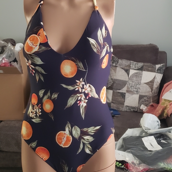 Loft navy blue and orange swim suit - Picture 4 of 8